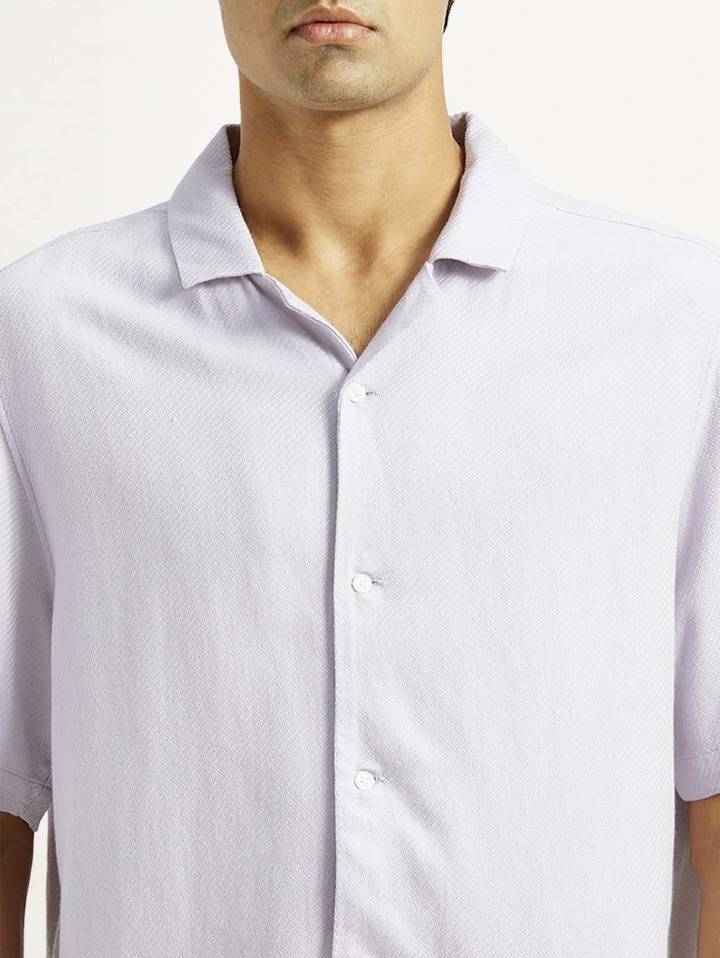 Men's Solid Lilac Camp Shirt - Detail View