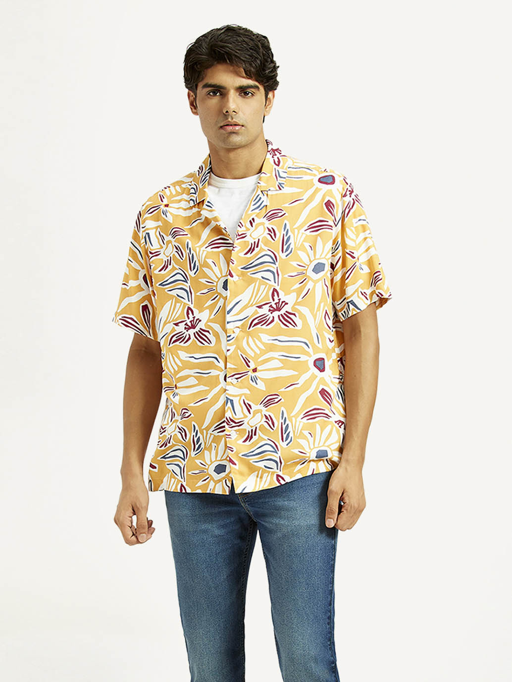 Men's Floral Multi Color Camp Shirt - Styleshot View