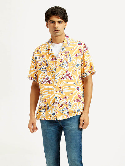 Men's Floral Multi Color Camp Shirt-image-4