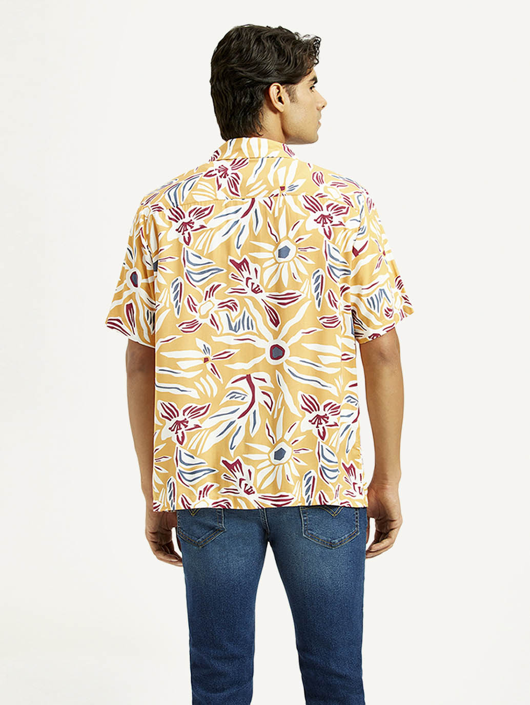 Men's Floral Multi Color Camp Shirt - Back View