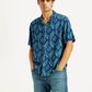 Men's Geometric Blue Camp Shirt - Styleshot View