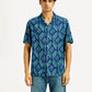 Men's Geometric Blue Camp Shirt - Front View