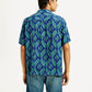 Men's Geometric Blue Camp Shirt - Back View
