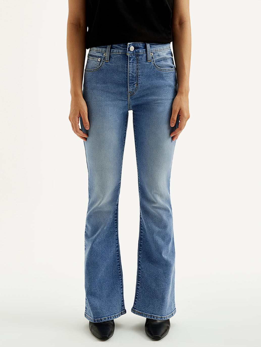 Women's 726 Med Indigo Flared Fit High Rise Jeans - Front View
