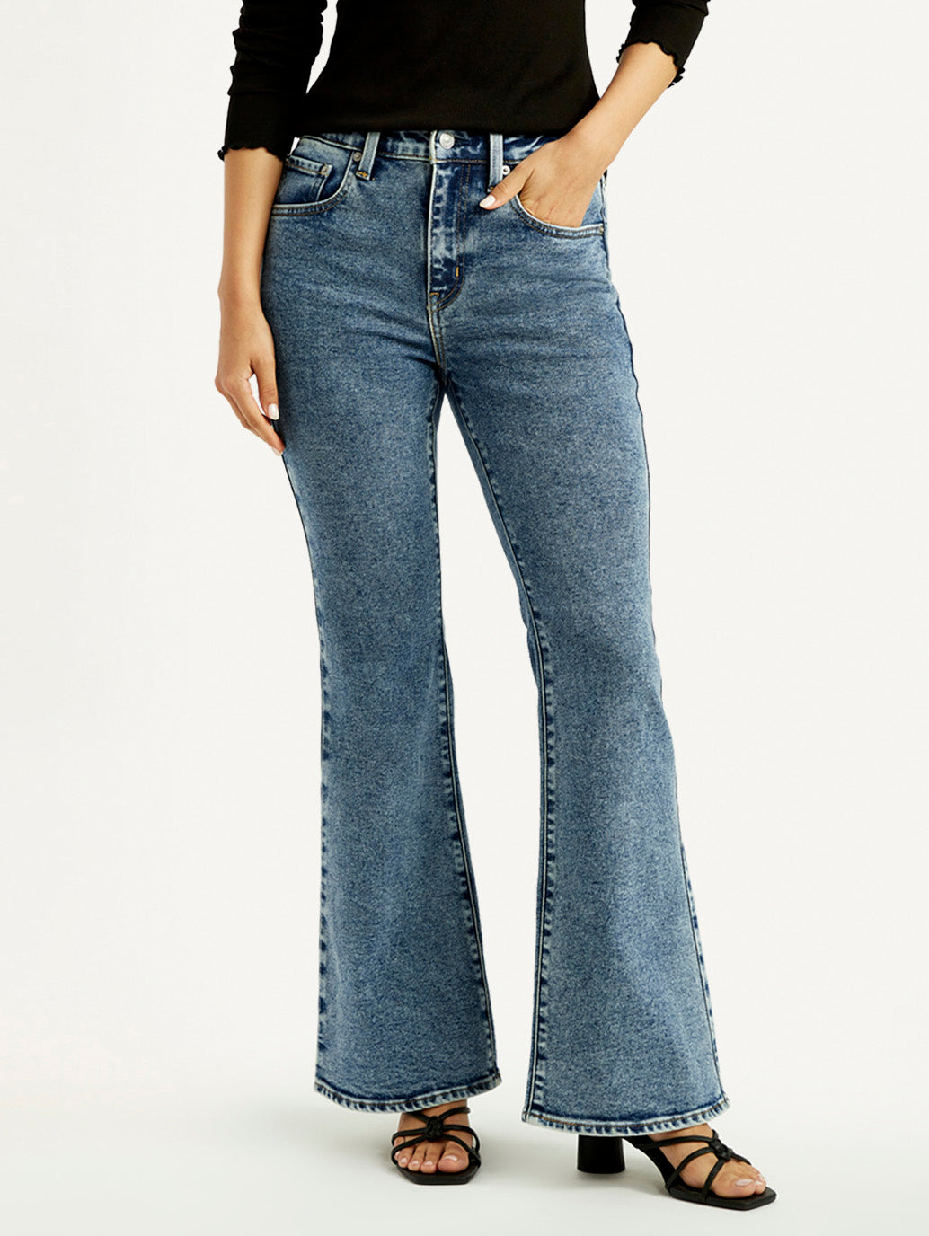 Women's 726 Blue Slim Flared Fit High Rise Jeans - Front View