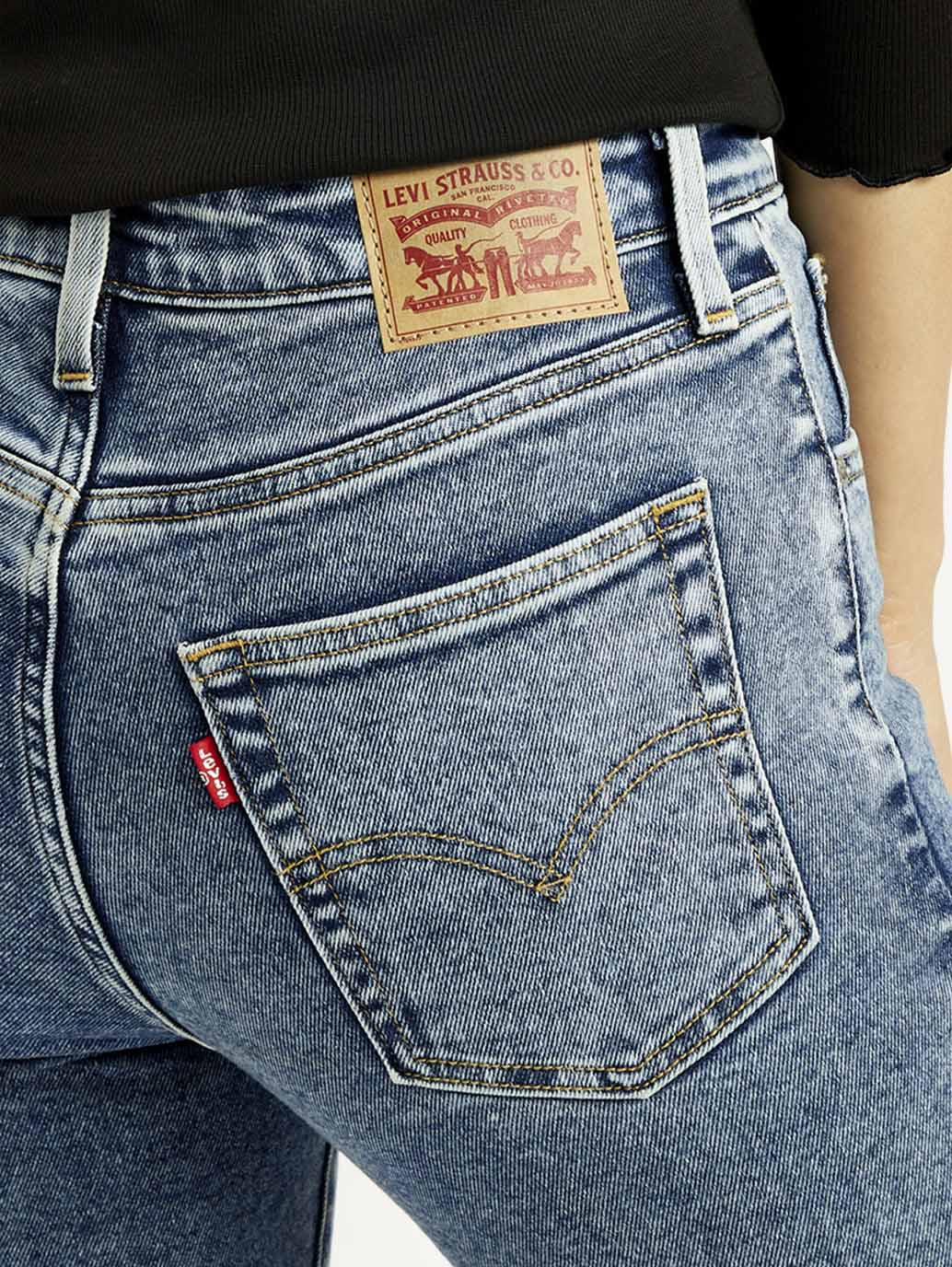 Women's 726 Blue Slim Flared Fit High Rise Jeans - Detail View