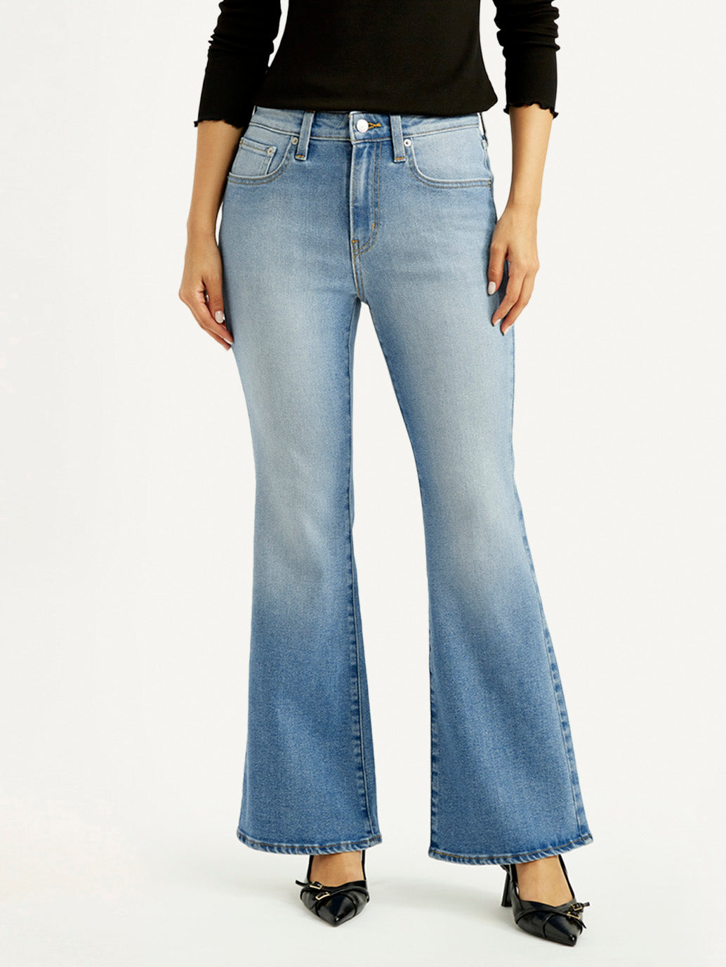 Women's 726 Blue Slim Flared Fit High Rise Jeans - Front View