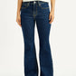 Women's 726 Dark Blue Slim Flared Fit High Rise Jeans - Front View