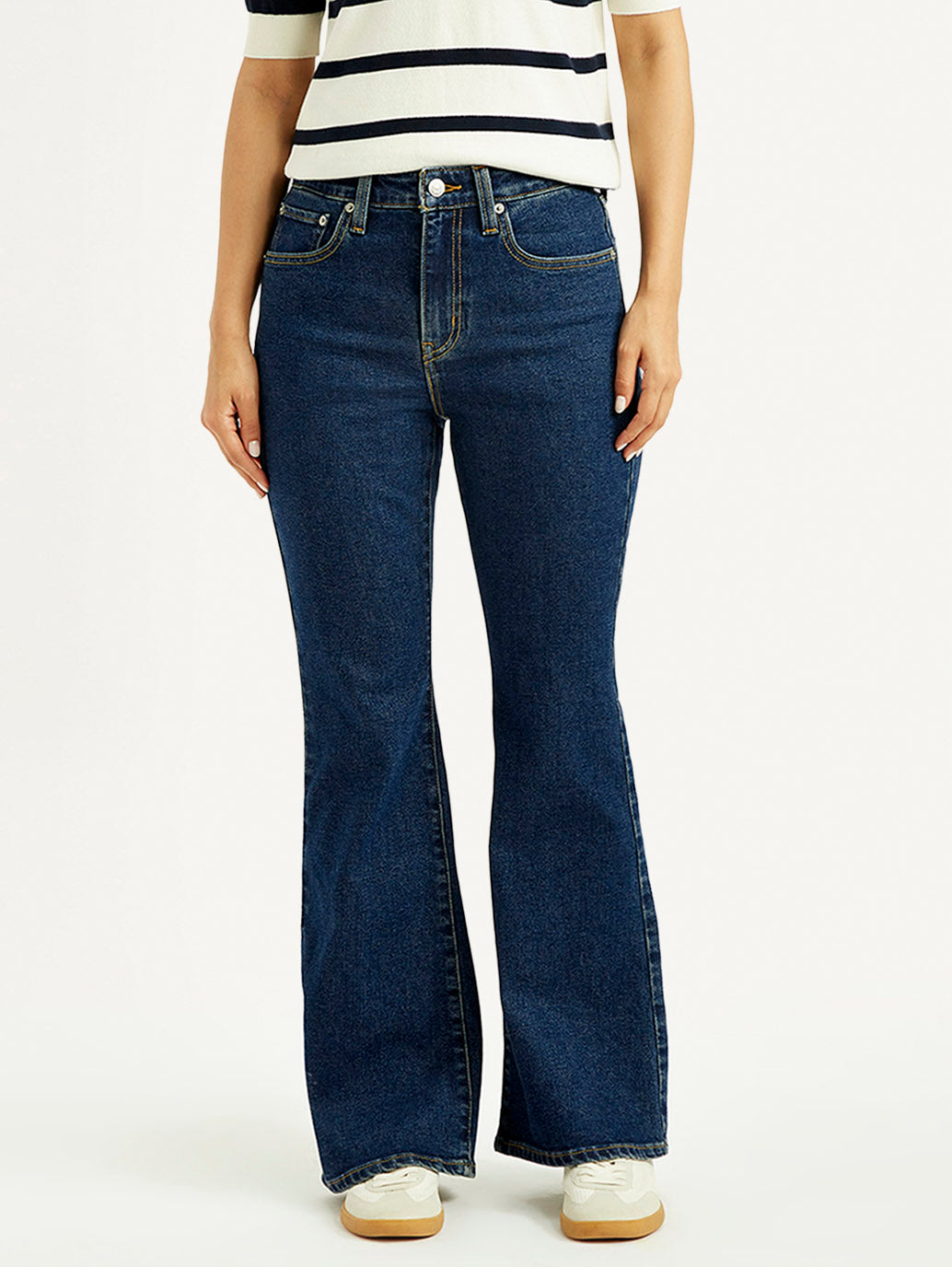 Women's 726 Dark Blue Slim Flared Fit High Rise Jeans - Front View