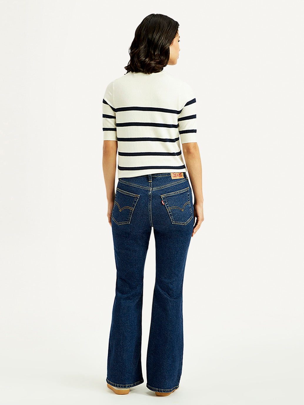 Women's 726 Dark Blue Slim Flared Fit High Rise Jeans - Back View