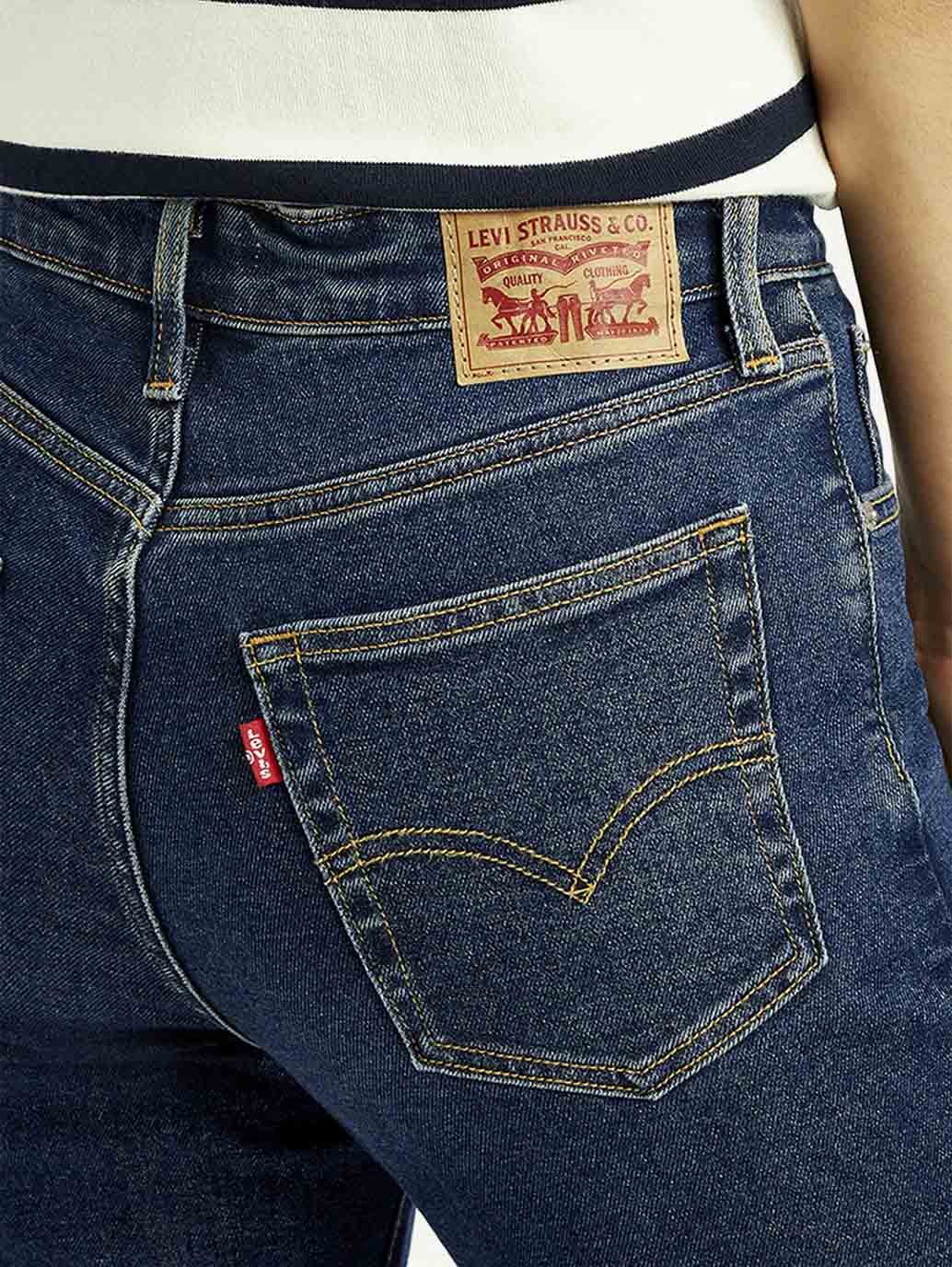 Women's 726 Dark Blue Slim Flared Fit High Rise Jeans - Detail View