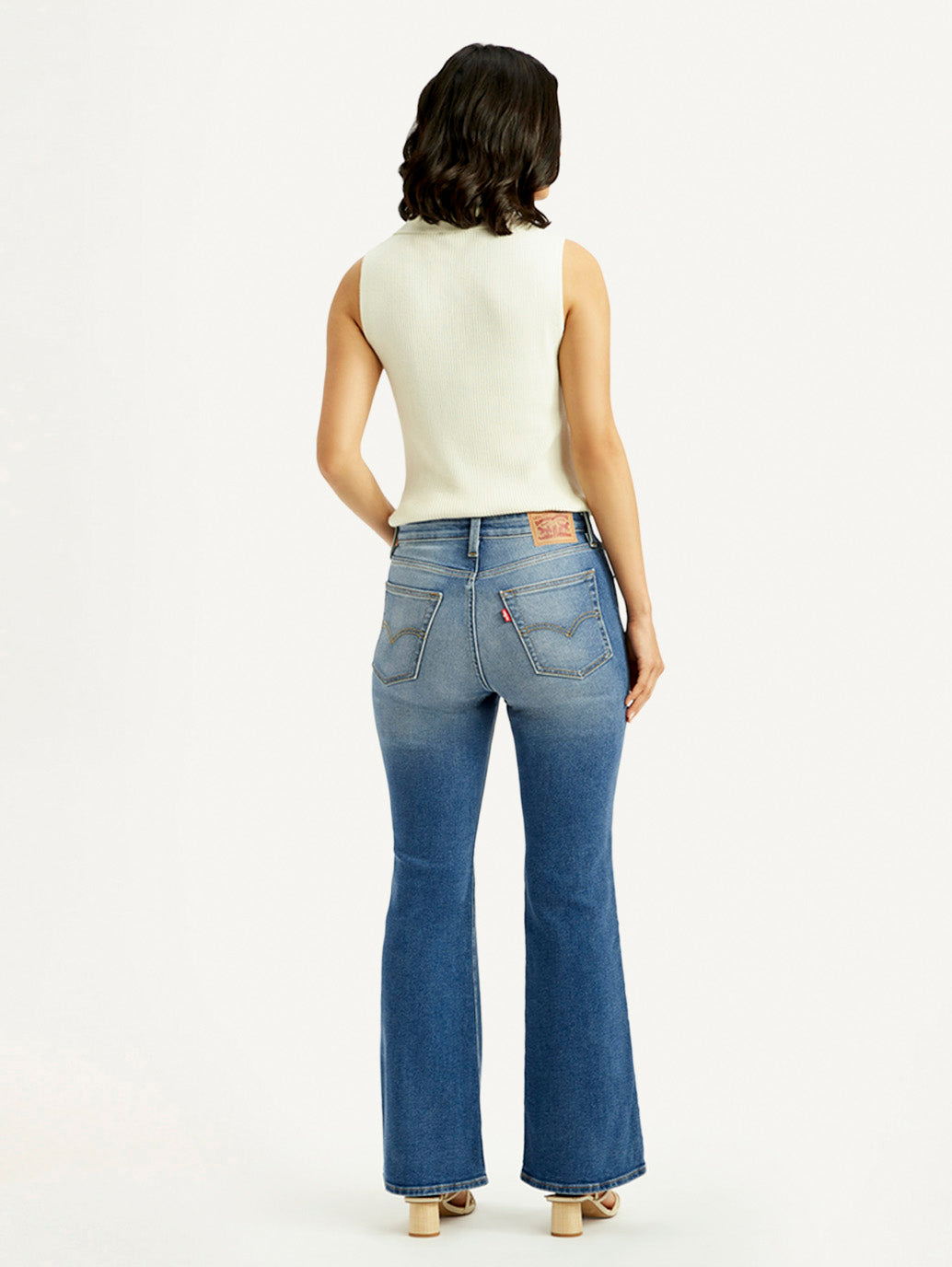 Women's 726 Blue Slim Flared Fit High Rise Jeans - Back View