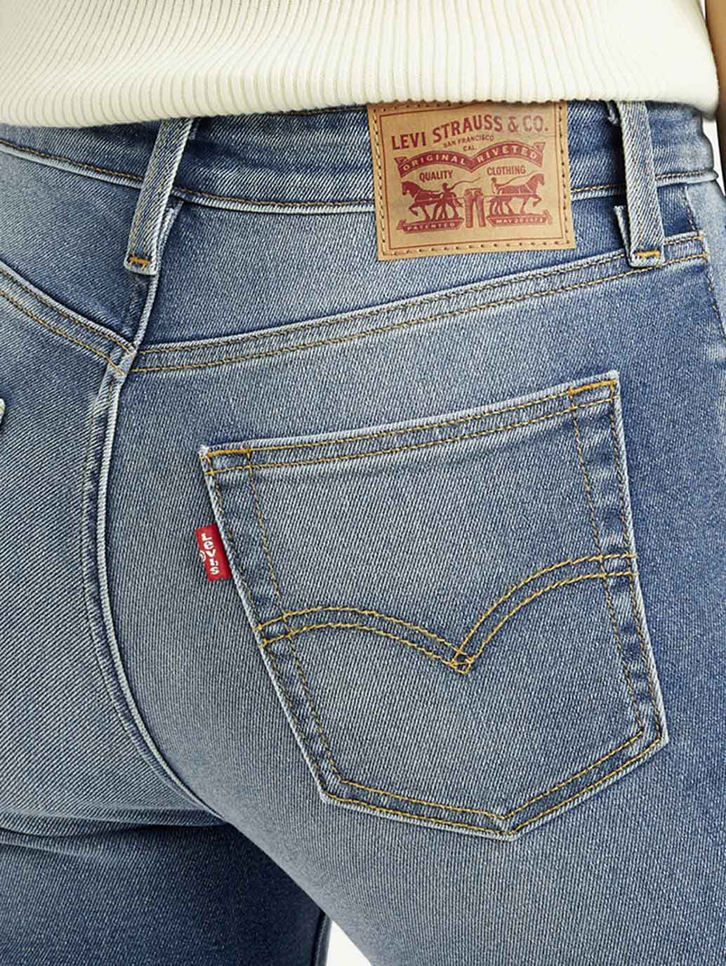 Women's 726 Blue Slim Flared Fit High Rise Jeans - Detail View