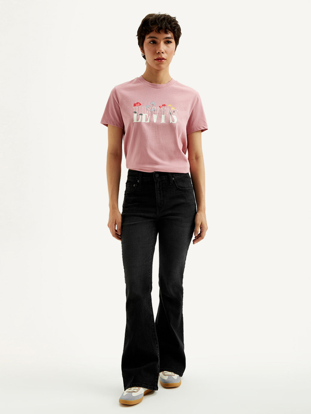 Women's 726 Black Flared Fit High Rise Jeans - Front View