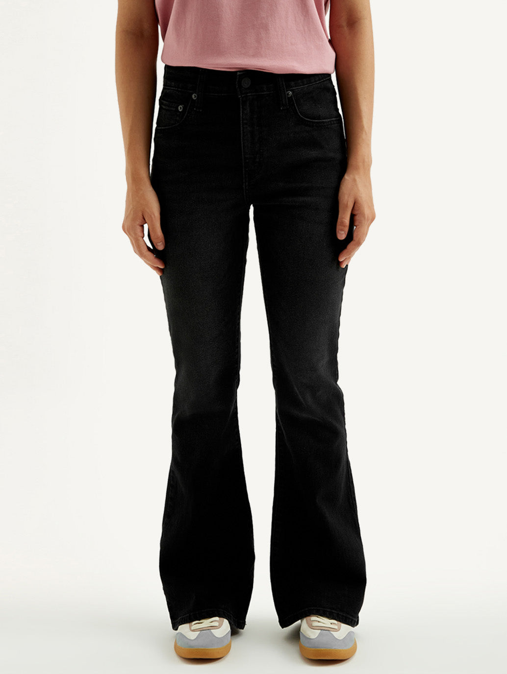 Women's 726 Black Flared Fit High Rise Jeans - Front View