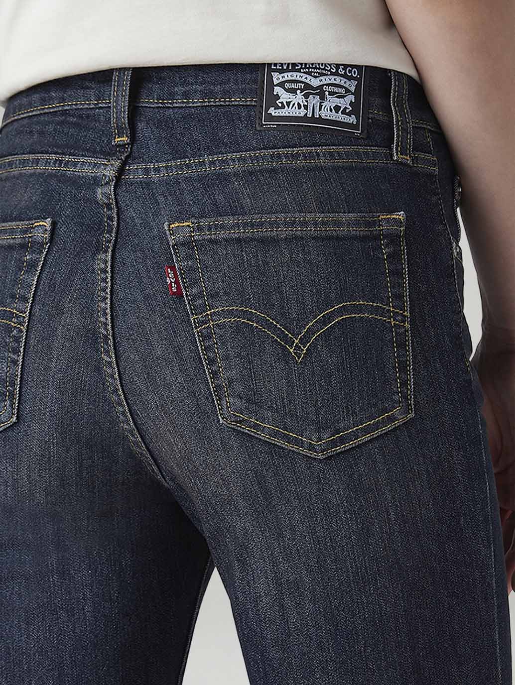 Women's 726 Dark Blue Flared Fit High Rise Tinted Jeans - Detail View