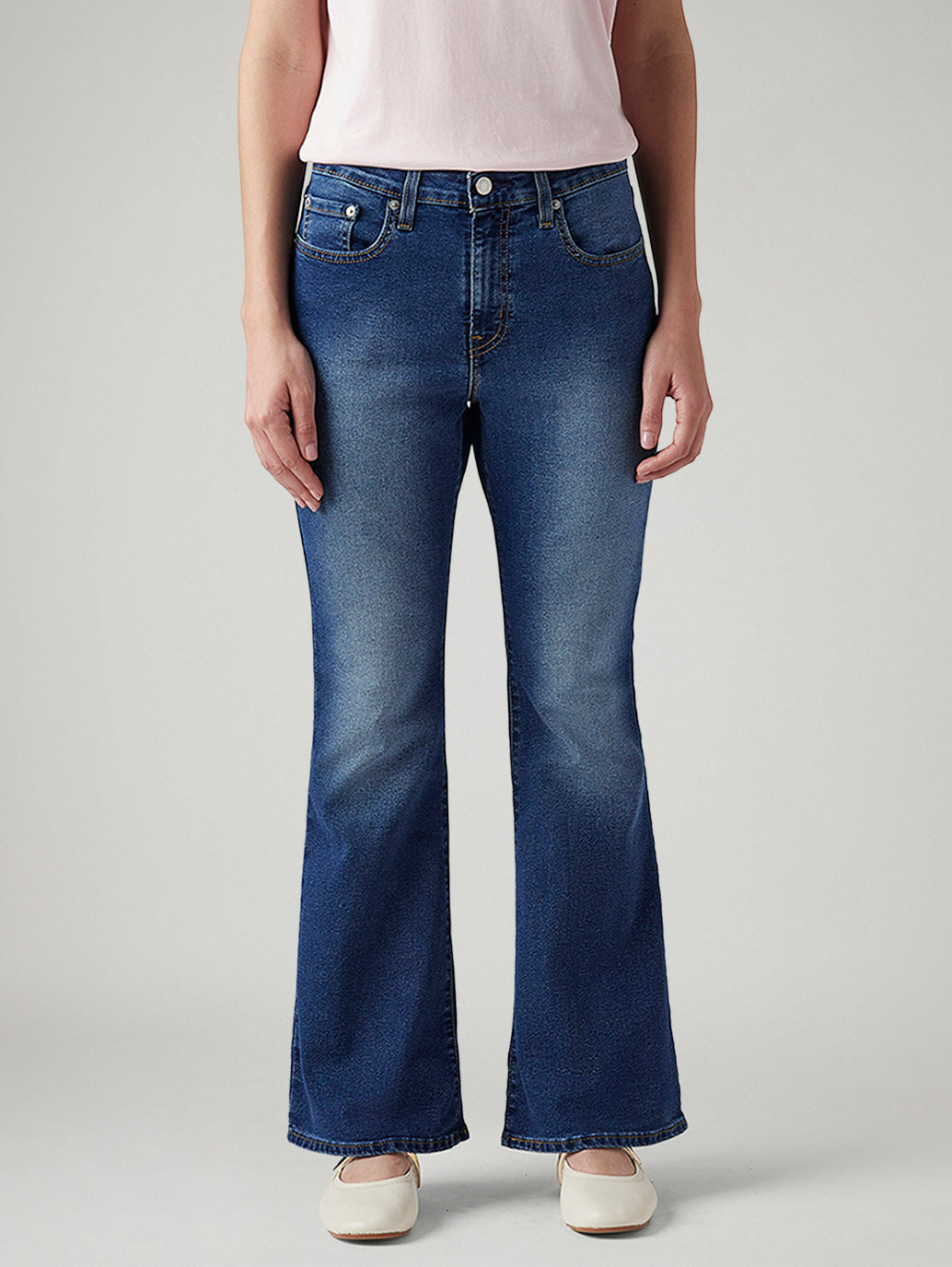 Women's 726 Blue Flared Fit High Rise Jeans - Front View