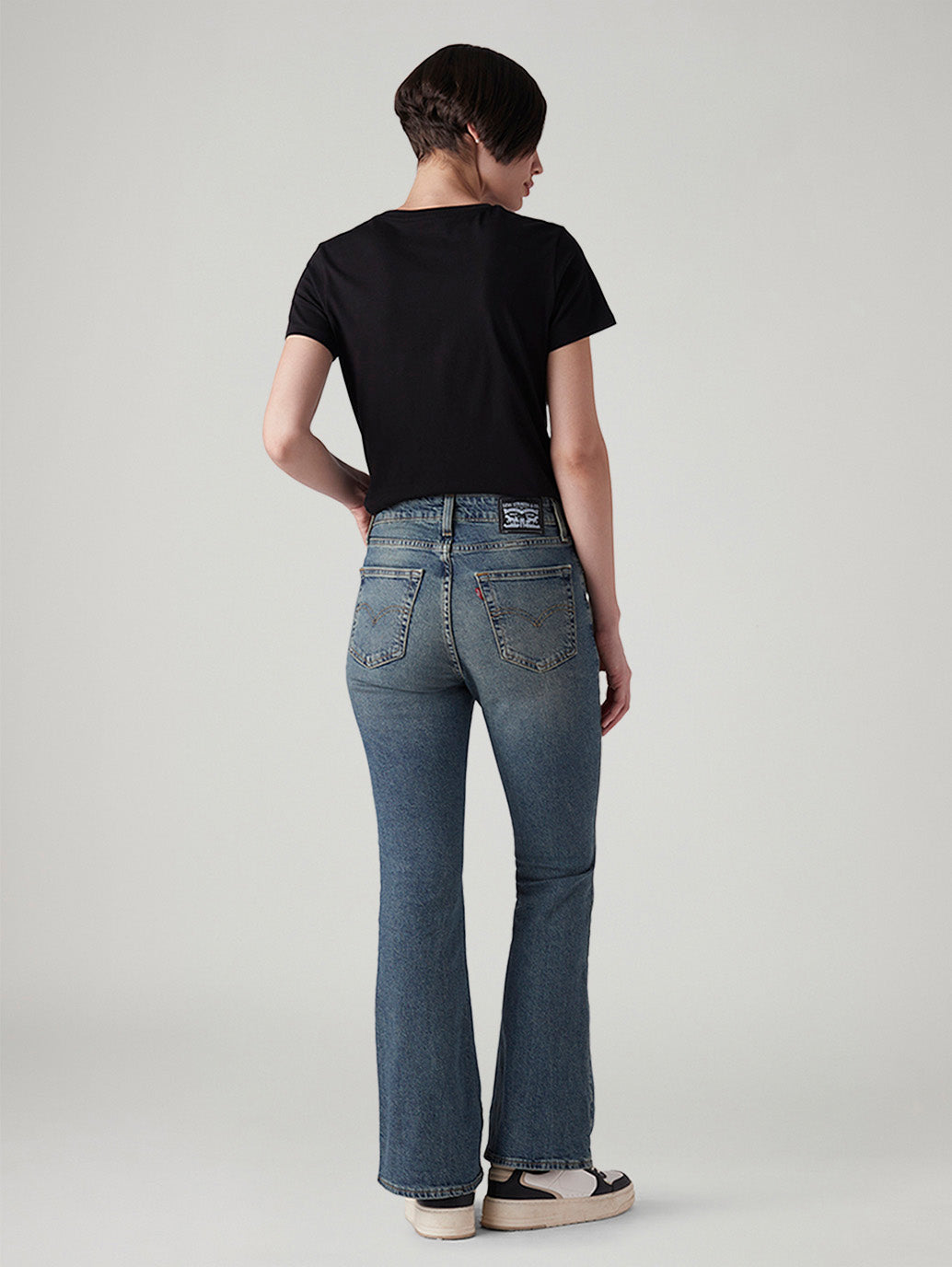 Women's 726 Med Indigo Flared Fit High Rise Tinted Jeans - Back View