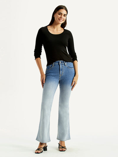 levi's Women's 726 Blue Flared Fit High Rise Jeans-picture-32