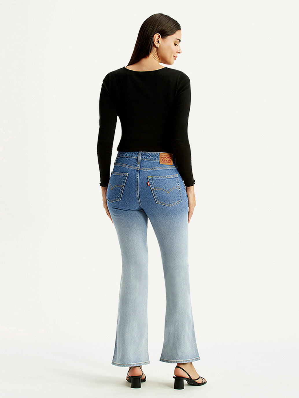 Women's 726 Blue Flared Fit High Rise Jeans - Back View