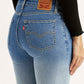 Women's 726 Blue Flared Fit High Rise Jeans - Detail View