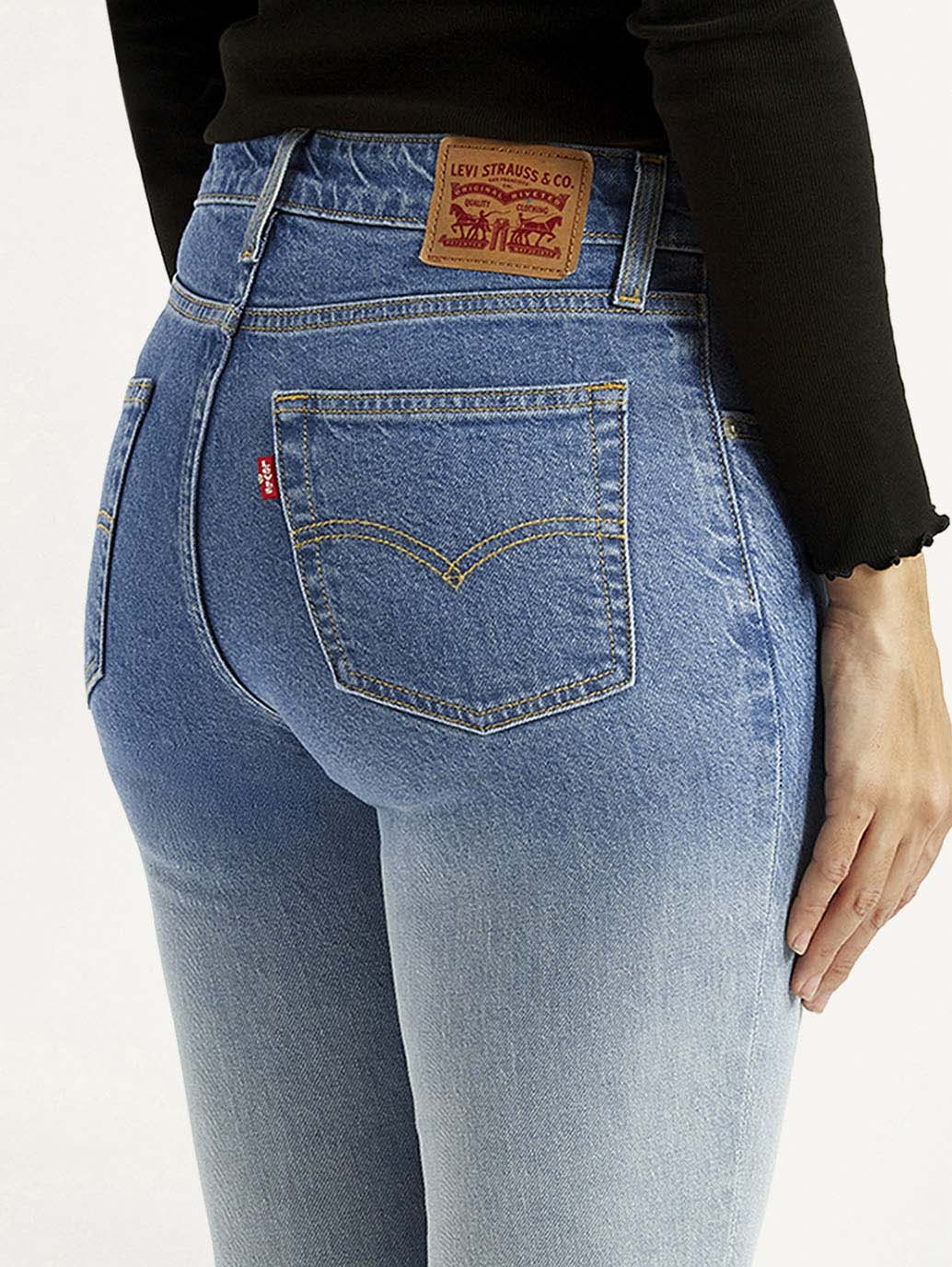 Women's 726 Blue Flared Fit High Rise Jeans - Detail View
