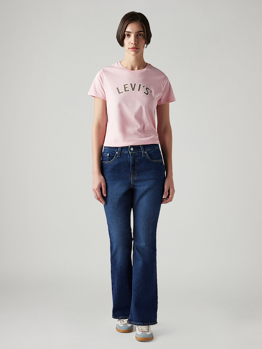 Women's 726 Dark Blue Flared Fit High Rise Tinted Jeans - Front View