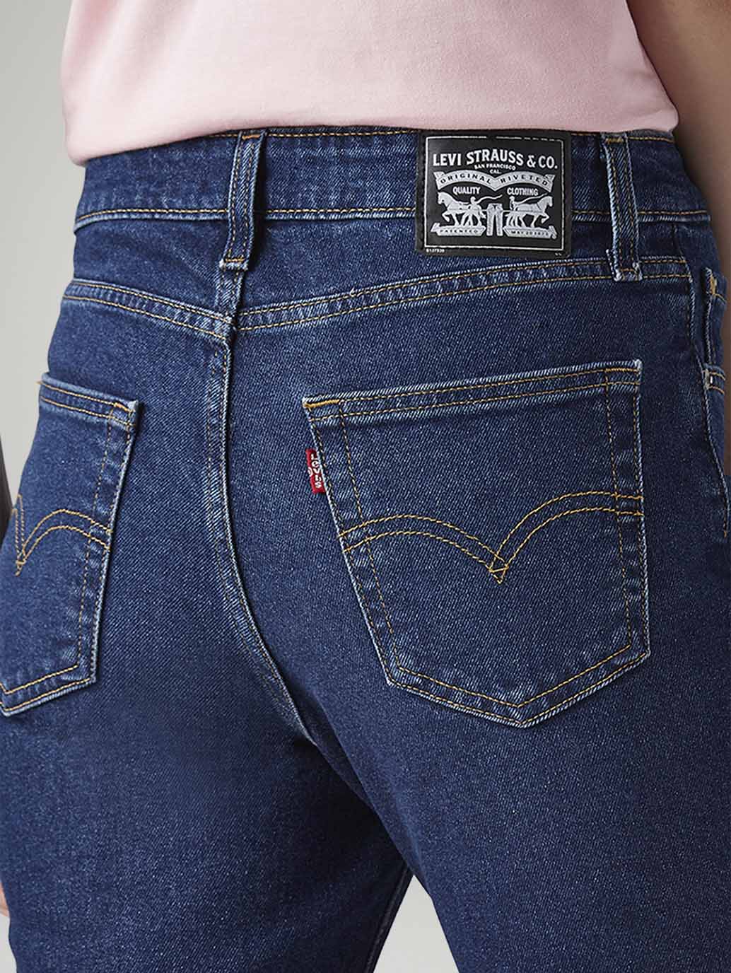 Women's 726 Dark Blue Flared Fit High Rise Tinted Jeans - Detail View