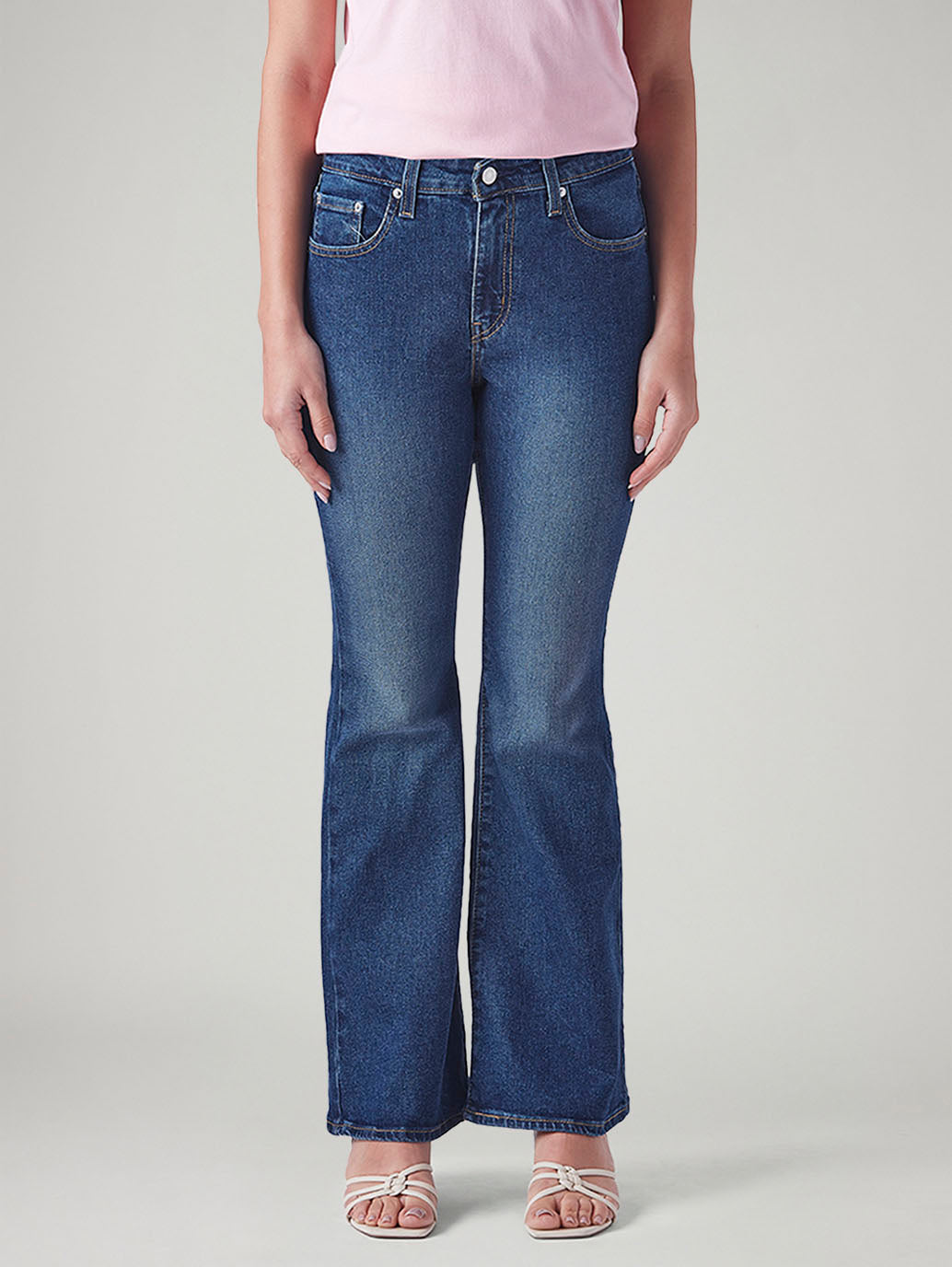 Women's 726 Blue Flared Fit High Rise Jeans - Front View