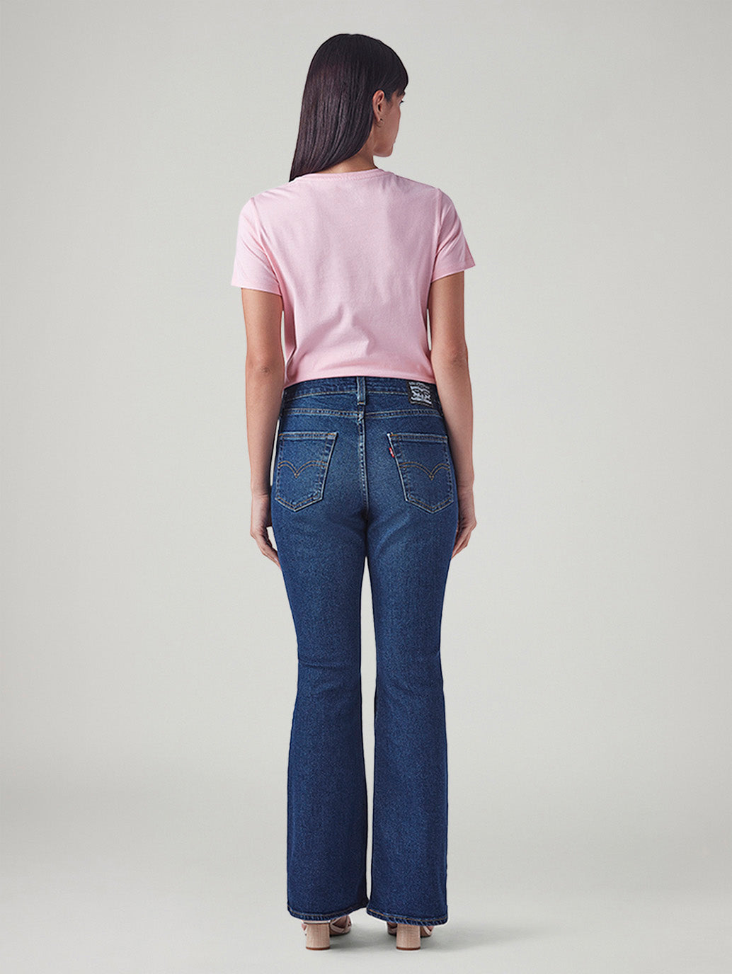 Women's 726 Blue Flared Fit High Rise Jeans - Back View