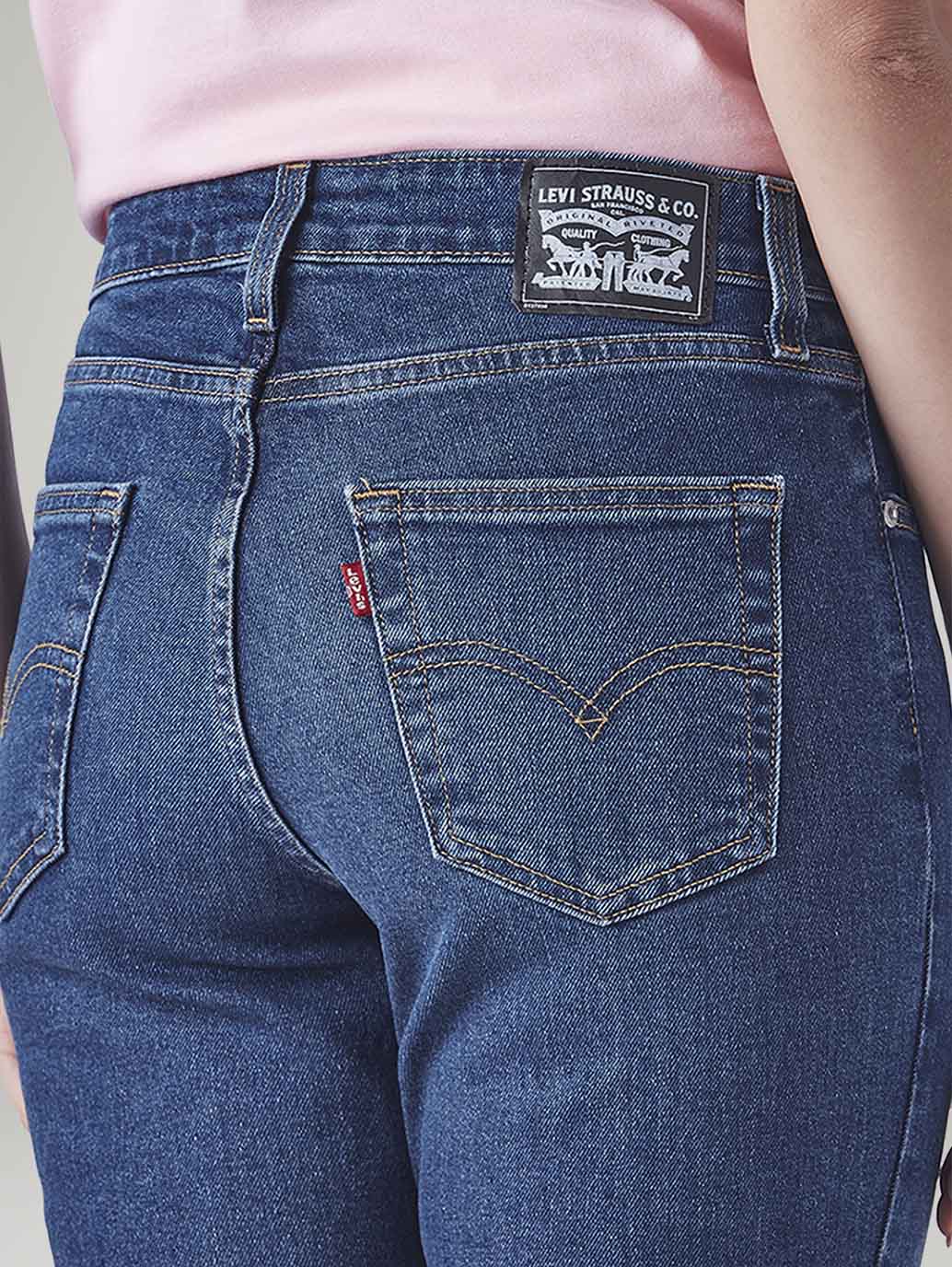 Women's 726 Blue Flared Fit High Rise Jeans - Detail View