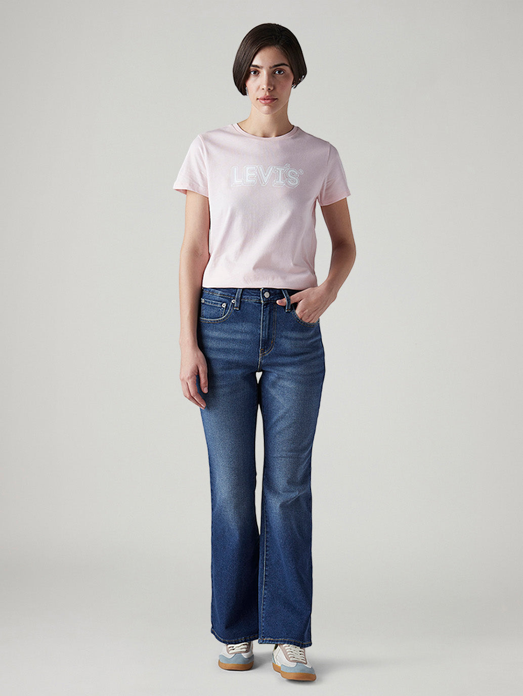 Women's 726 Blue Flared Fit High Rise Jeans - Front View