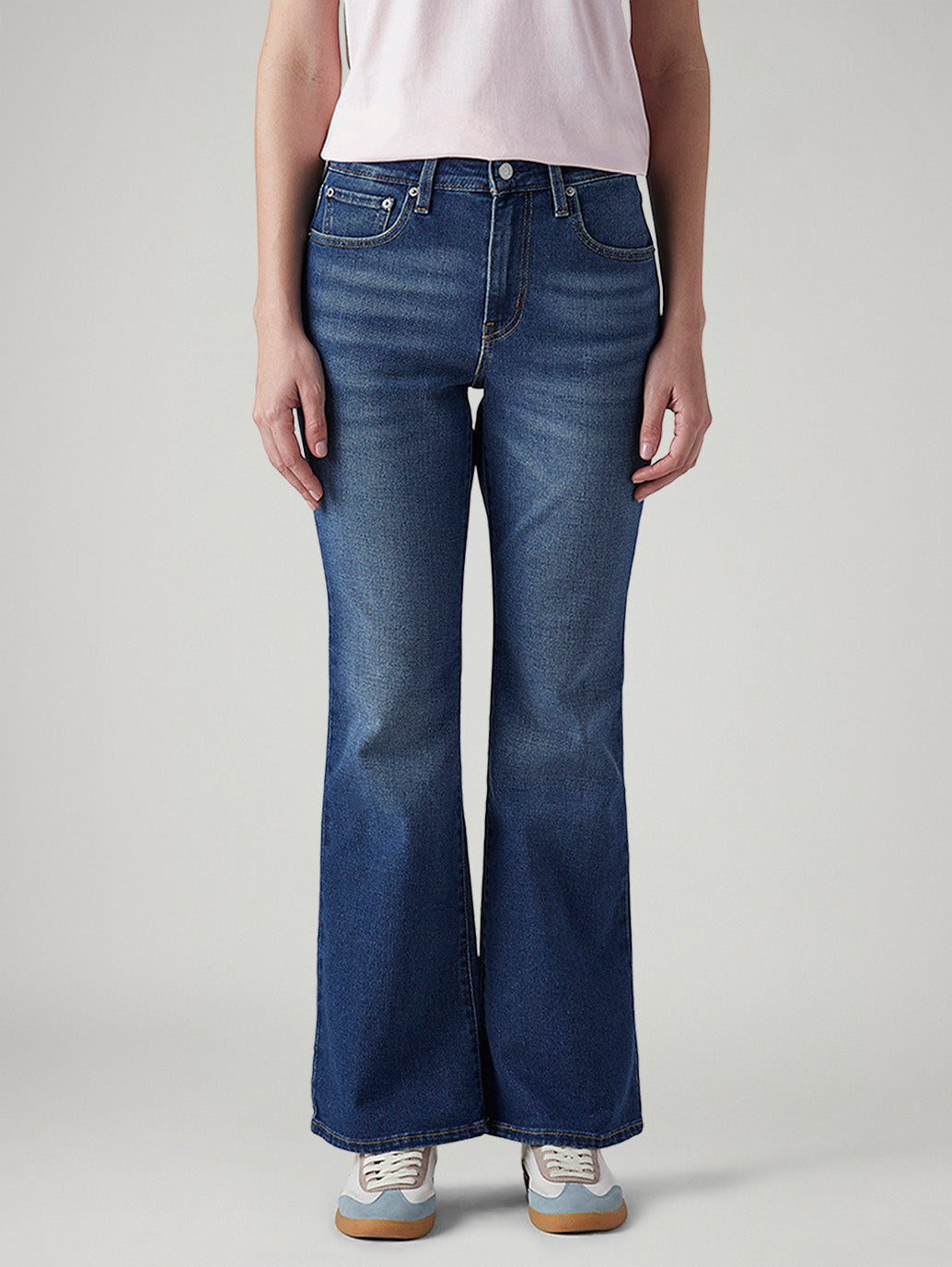 Women's 726 Blue Flared Fit High Rise Jeans - Front View
