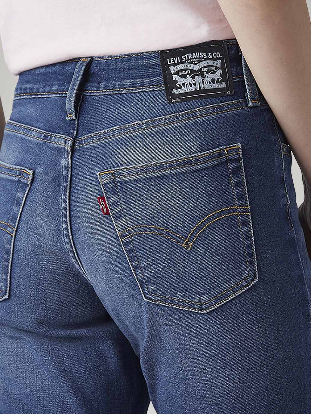 Women's 726 Blue Flared Fit High Rise Jeans - Detail View