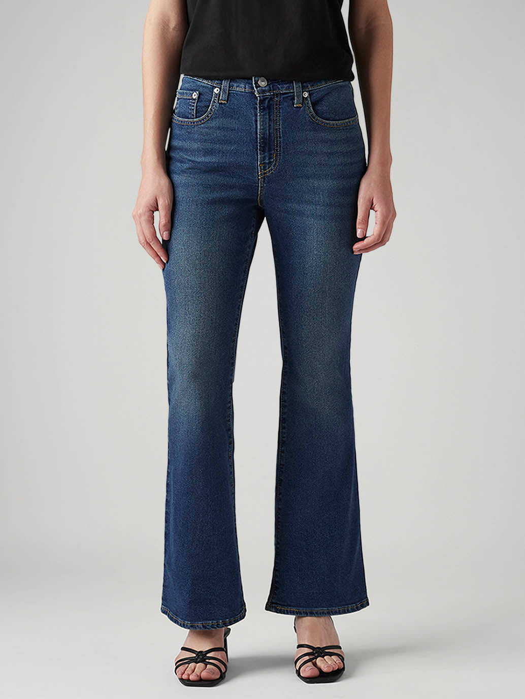 Women's 726 Blue Flared Fit High Rise Tinted Jeans - Front View