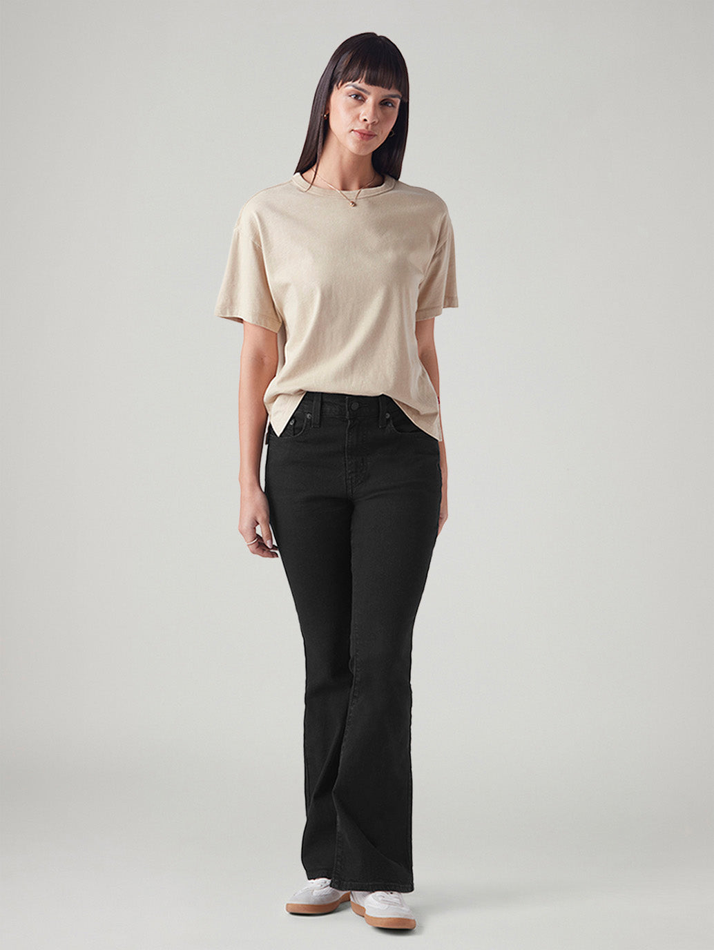 Women's 726 Black Flared Fit High Rise Jeans - Styleshot View