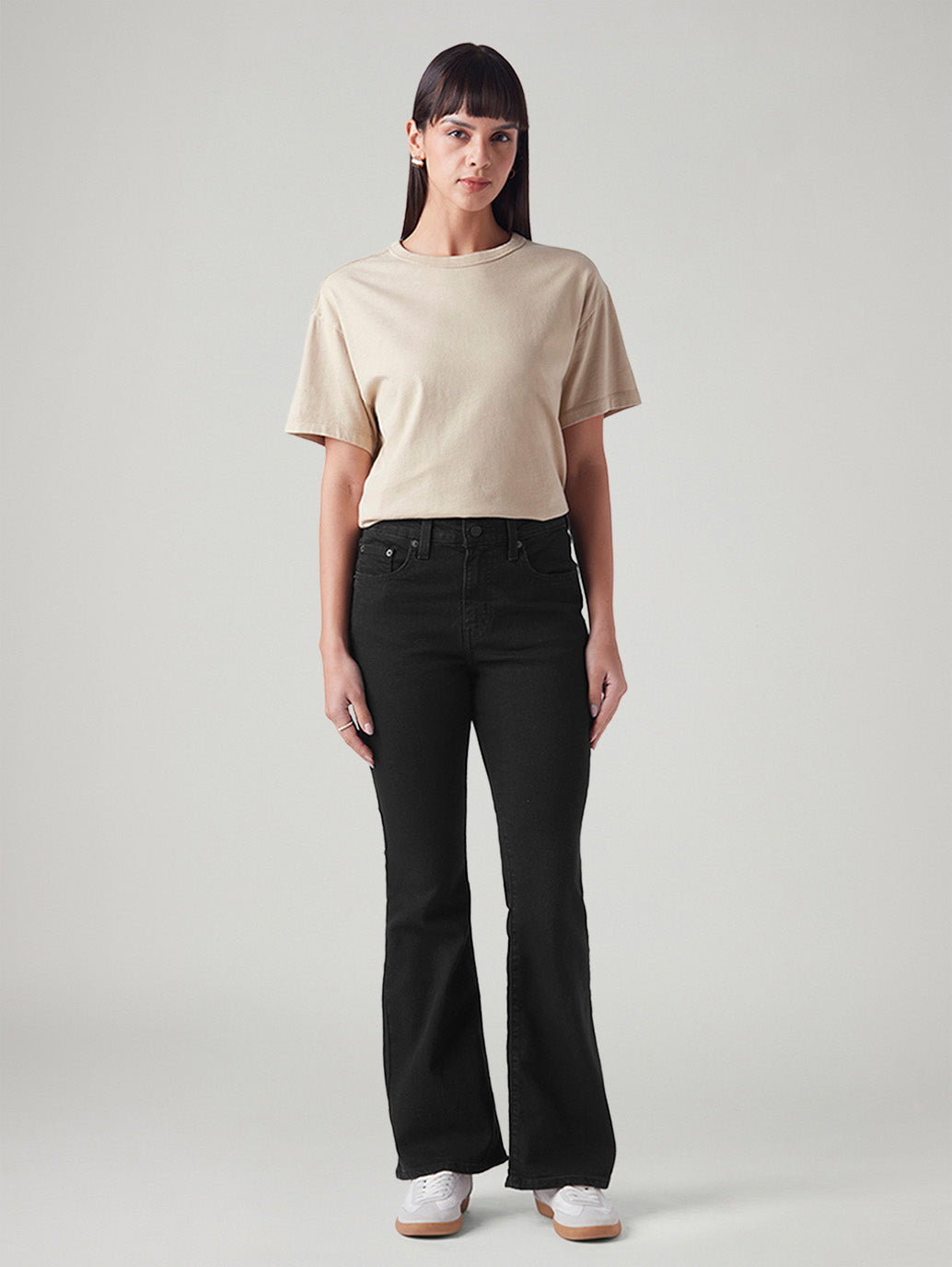 Women's 726 Black Flared Fit High Rise Jeans - Front View