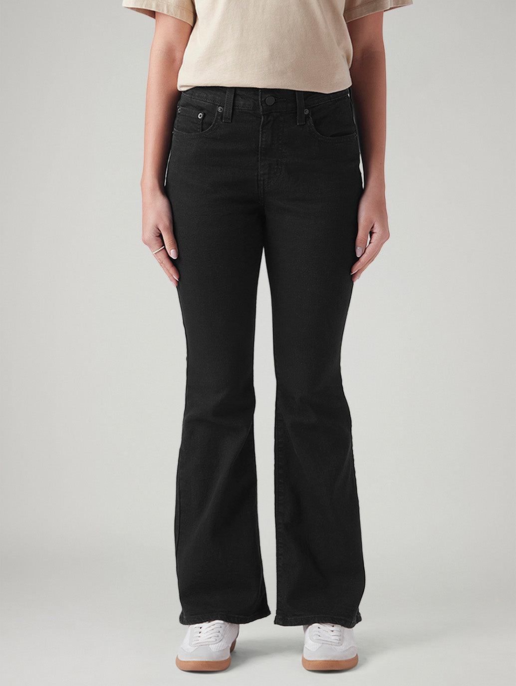 Women's 726 Black Flared Fit High Rise Jeans - Front View