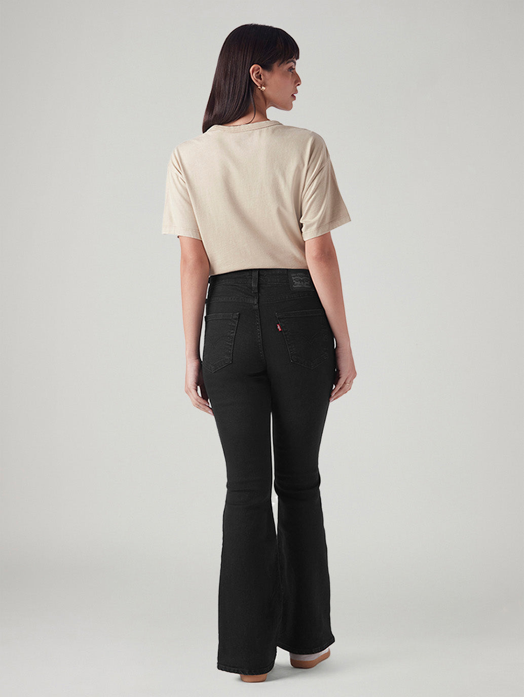 Women's 726 Black Flared Fit High Rise Jeans - Back View