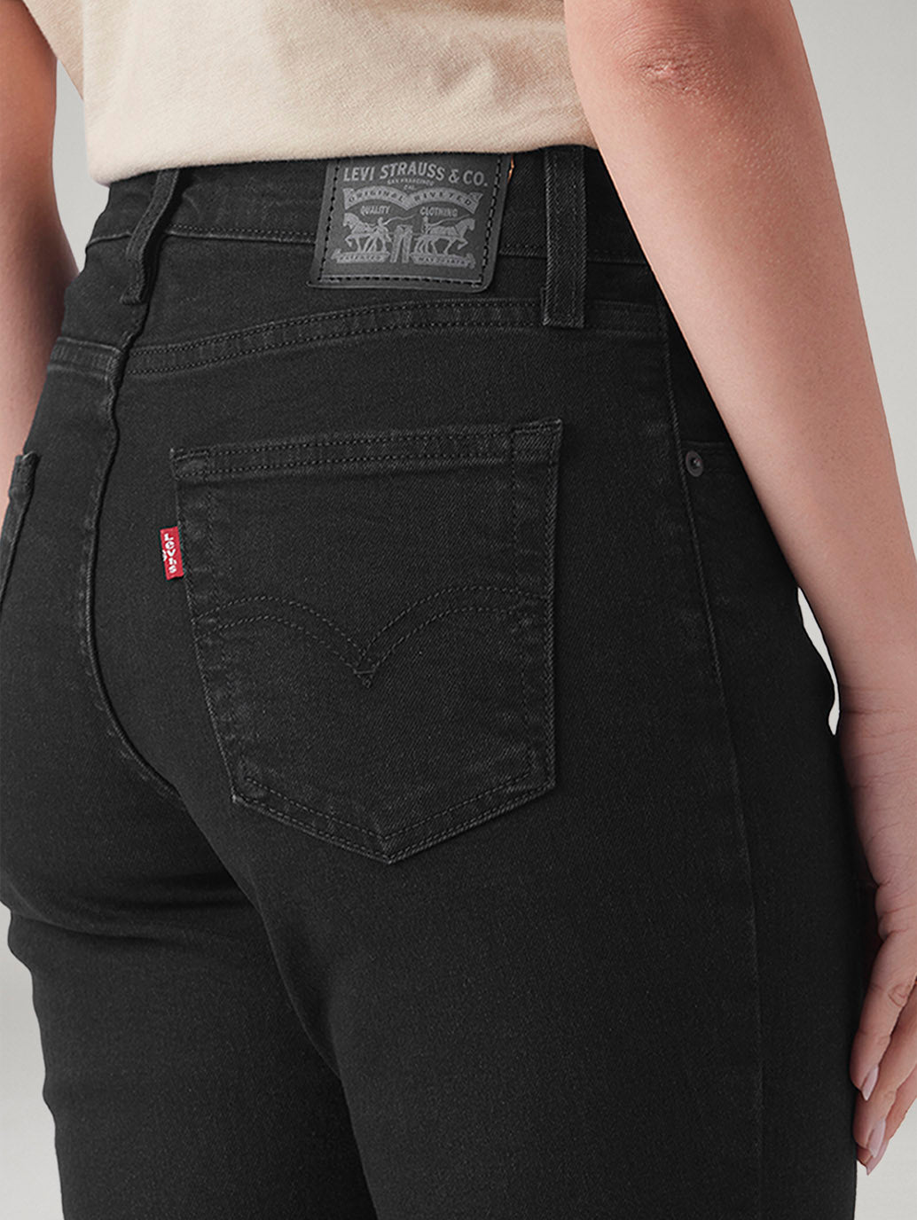 Women's 726 Black Flared Fit High Rise Jeans - Detail View