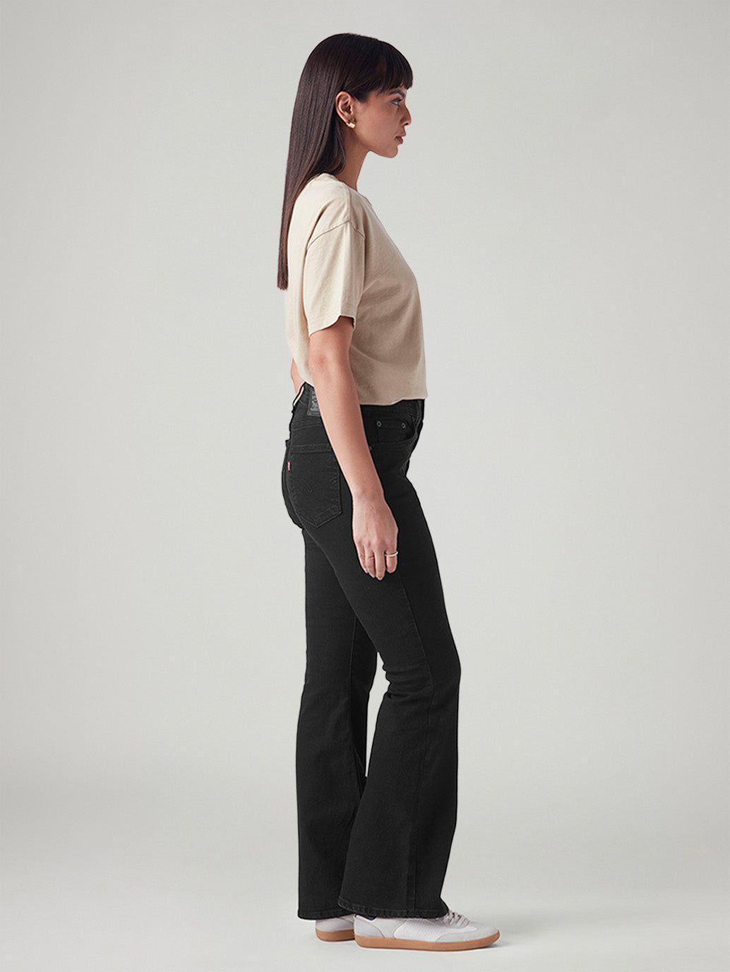 Women's 726 Black Flared Fit High Rise Jeans - Side View