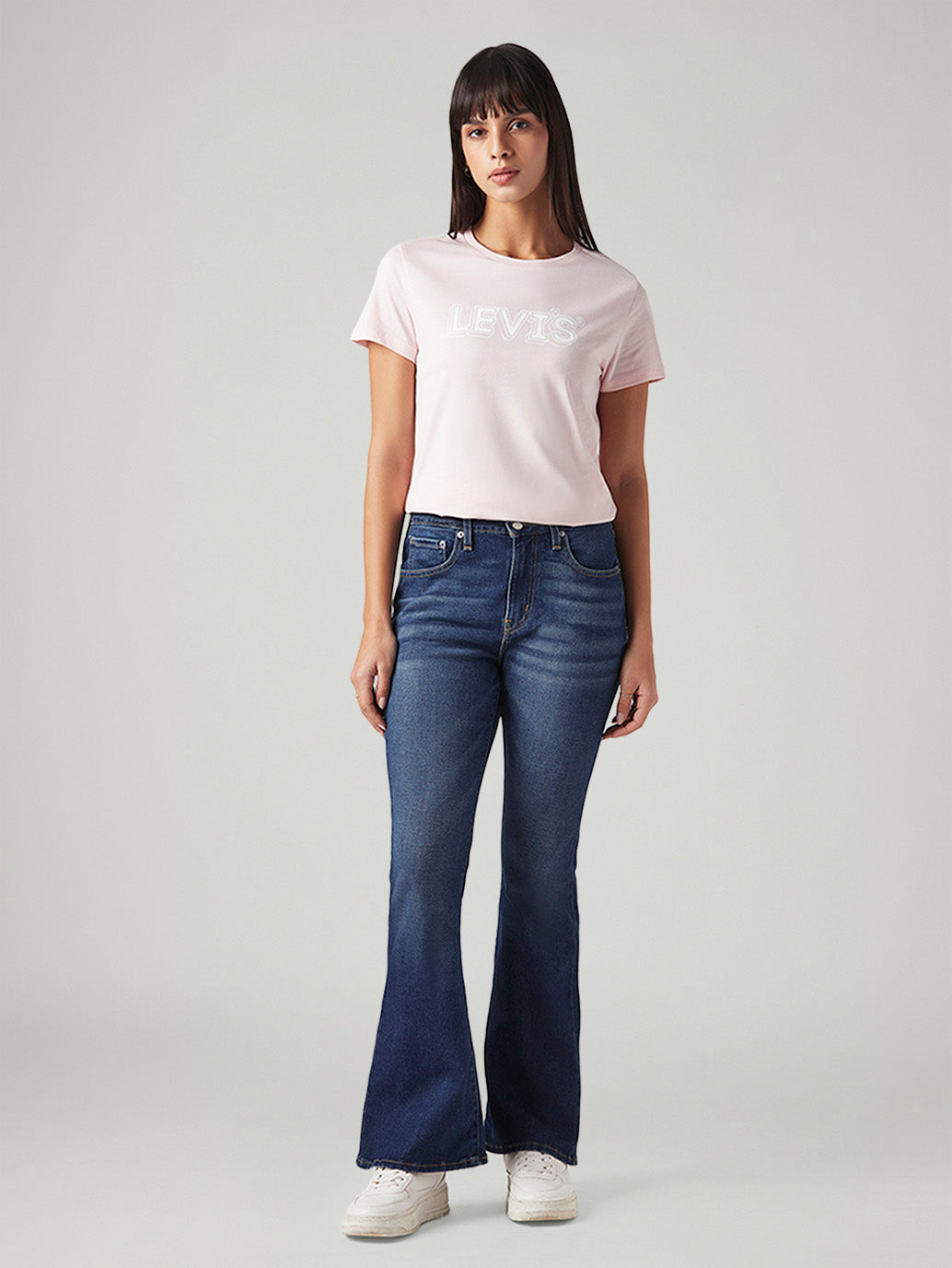 Women's 726 Dark Blue Flared Fit High Rise Jeans - Front View