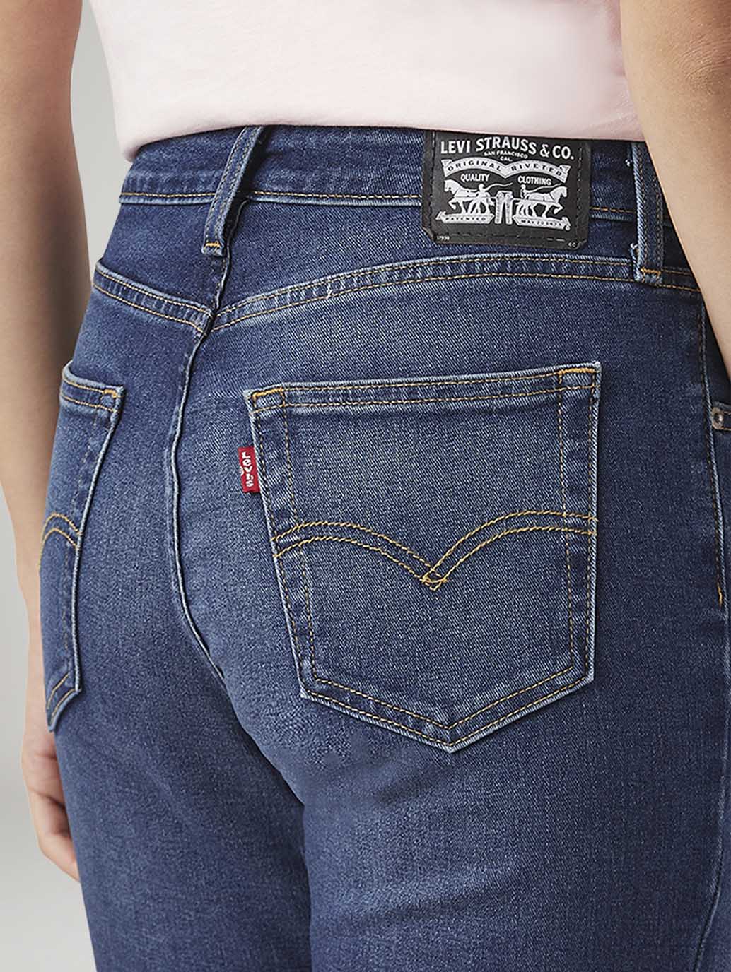 Women's 726 Dark Blue Flared Fit High Rise Jeans - Detail View