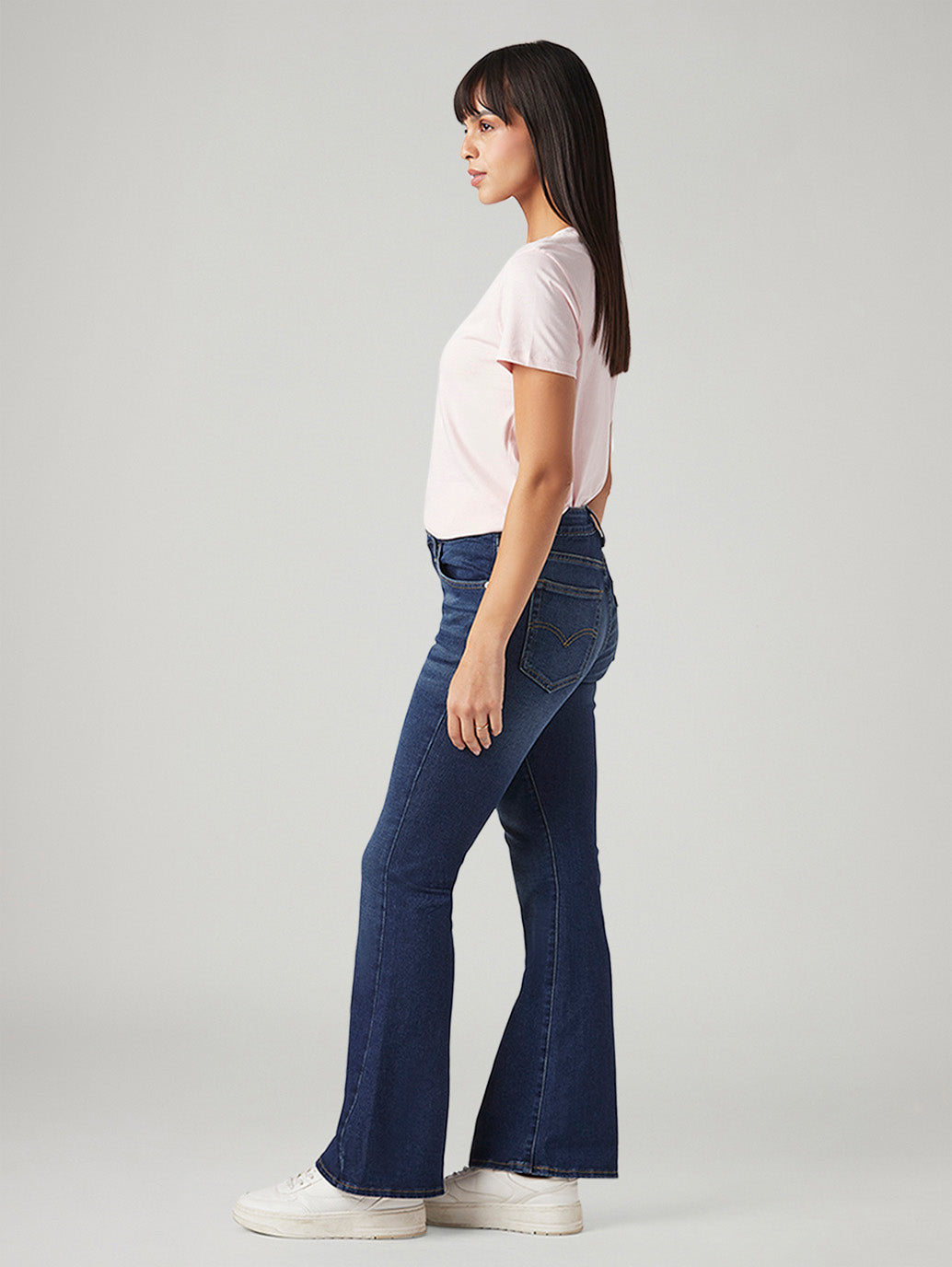Women's 726 Dark Blue Flared Fit High Rise Jeans - Side View