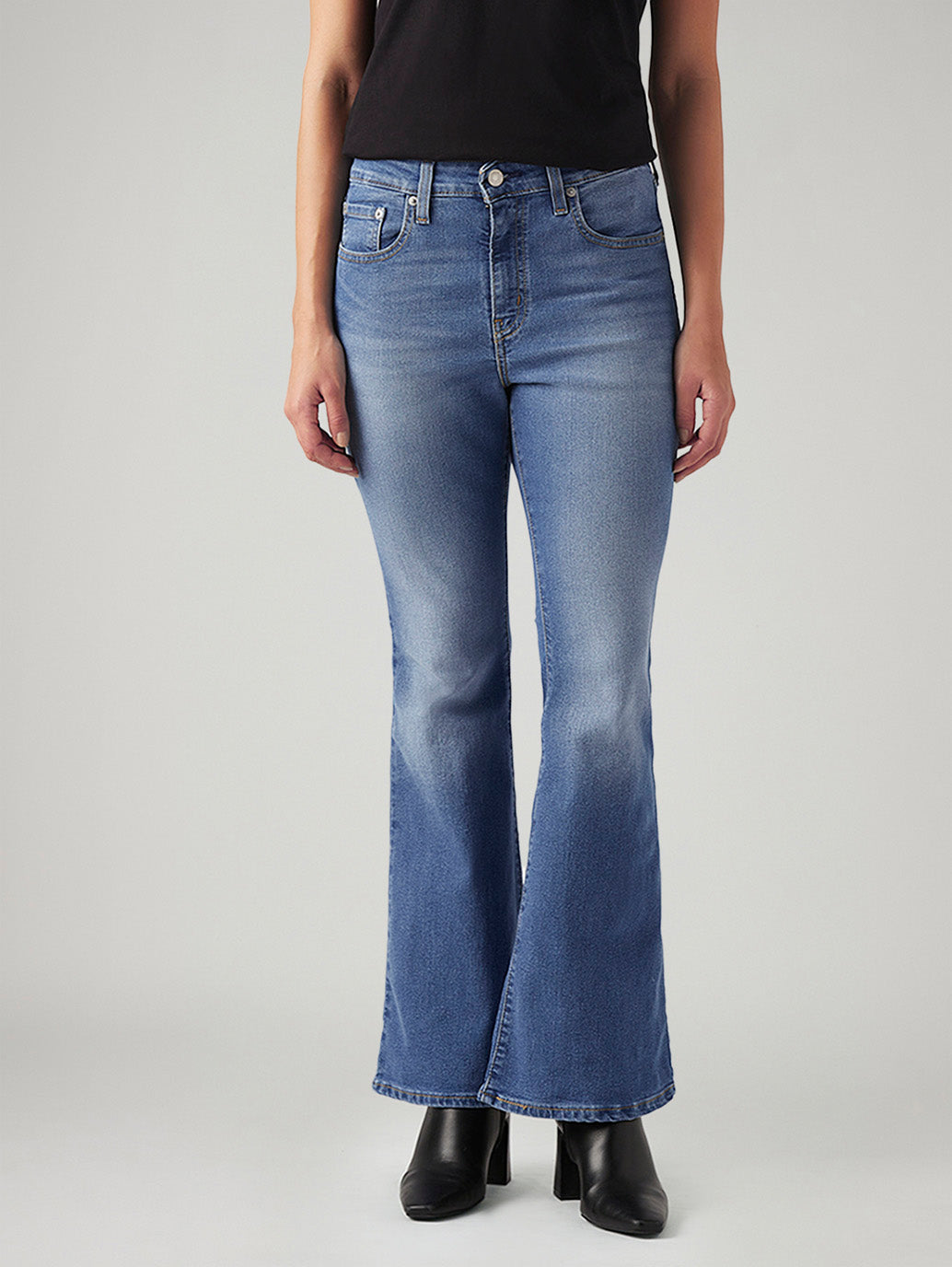 Women's 726 Blue Flared Fit High Rise Jeans - Front View