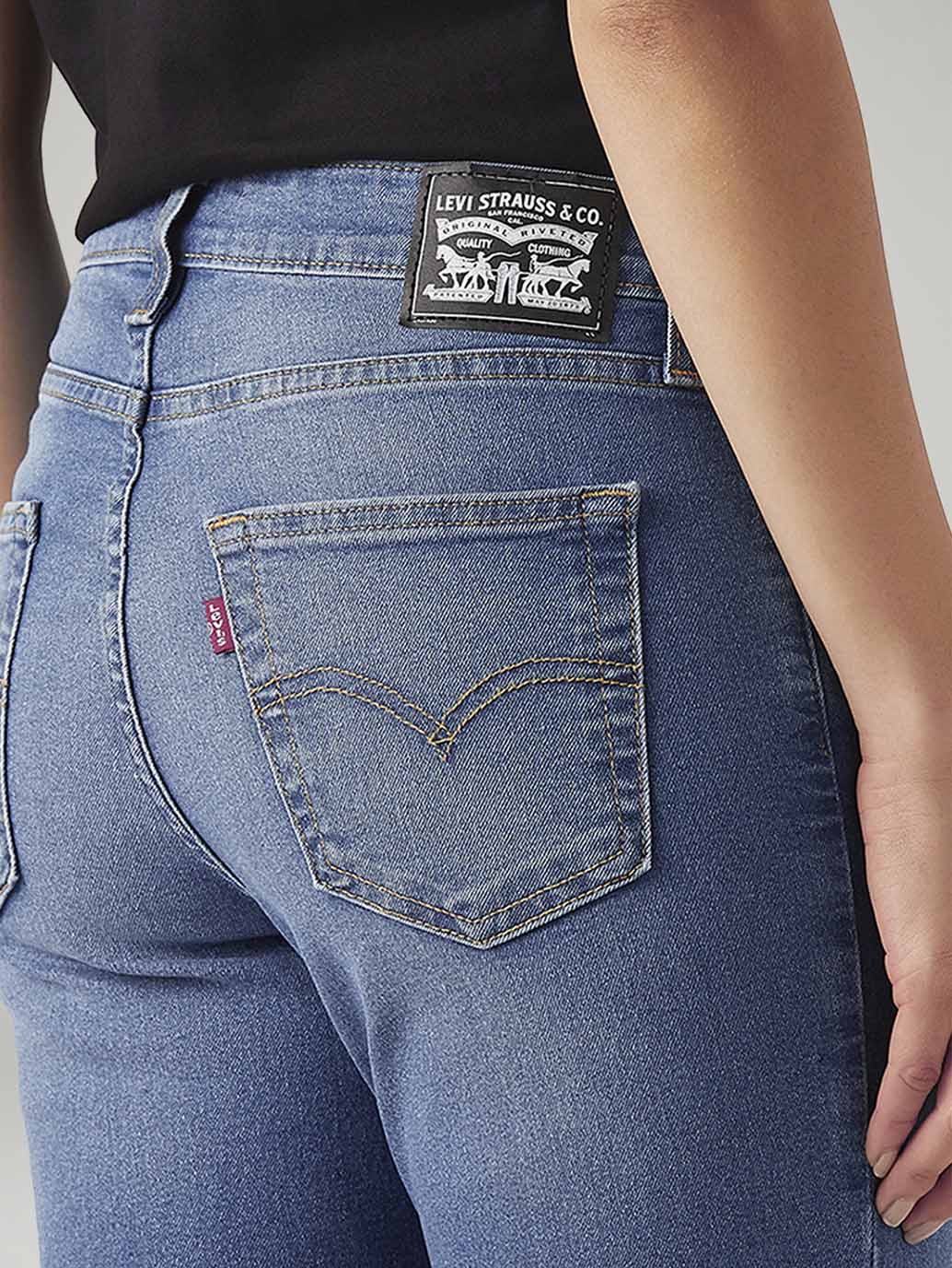 Women's 726 Blue Flared Fit High Rise Jeans - Detail View