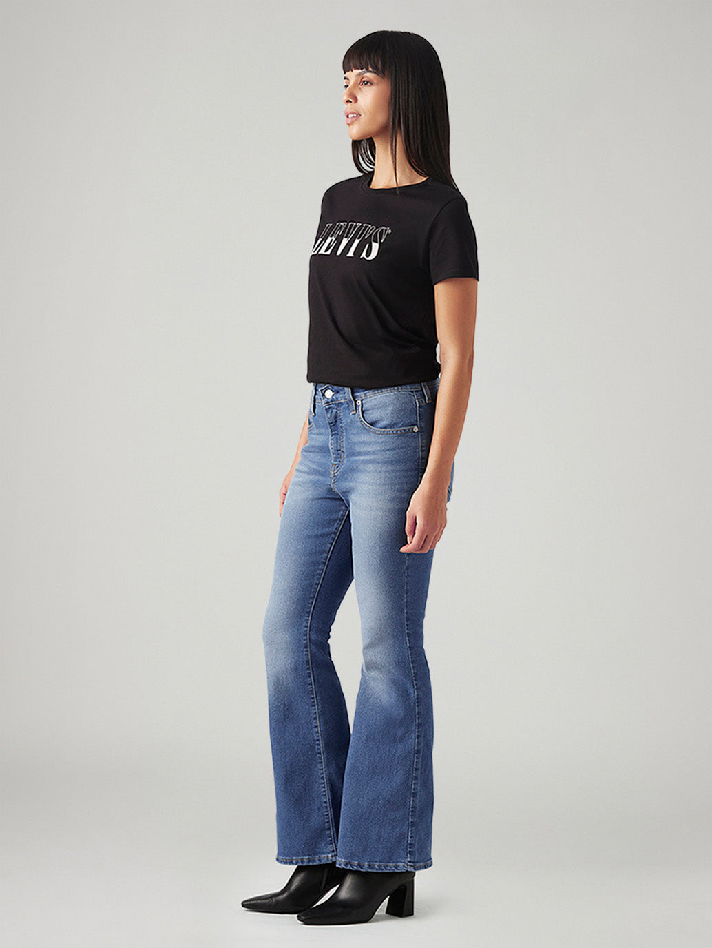 Women's 726 Light Indigo Flared Fit High Rise Jeans - Side View