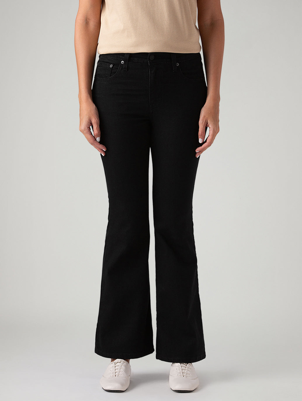 Women's 726 Black Flared Fit High Rise Jeans - Front View