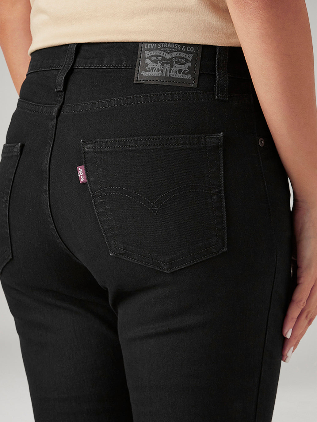 Women's 726 Black Flared Fit High Rise Jeans - Detail View