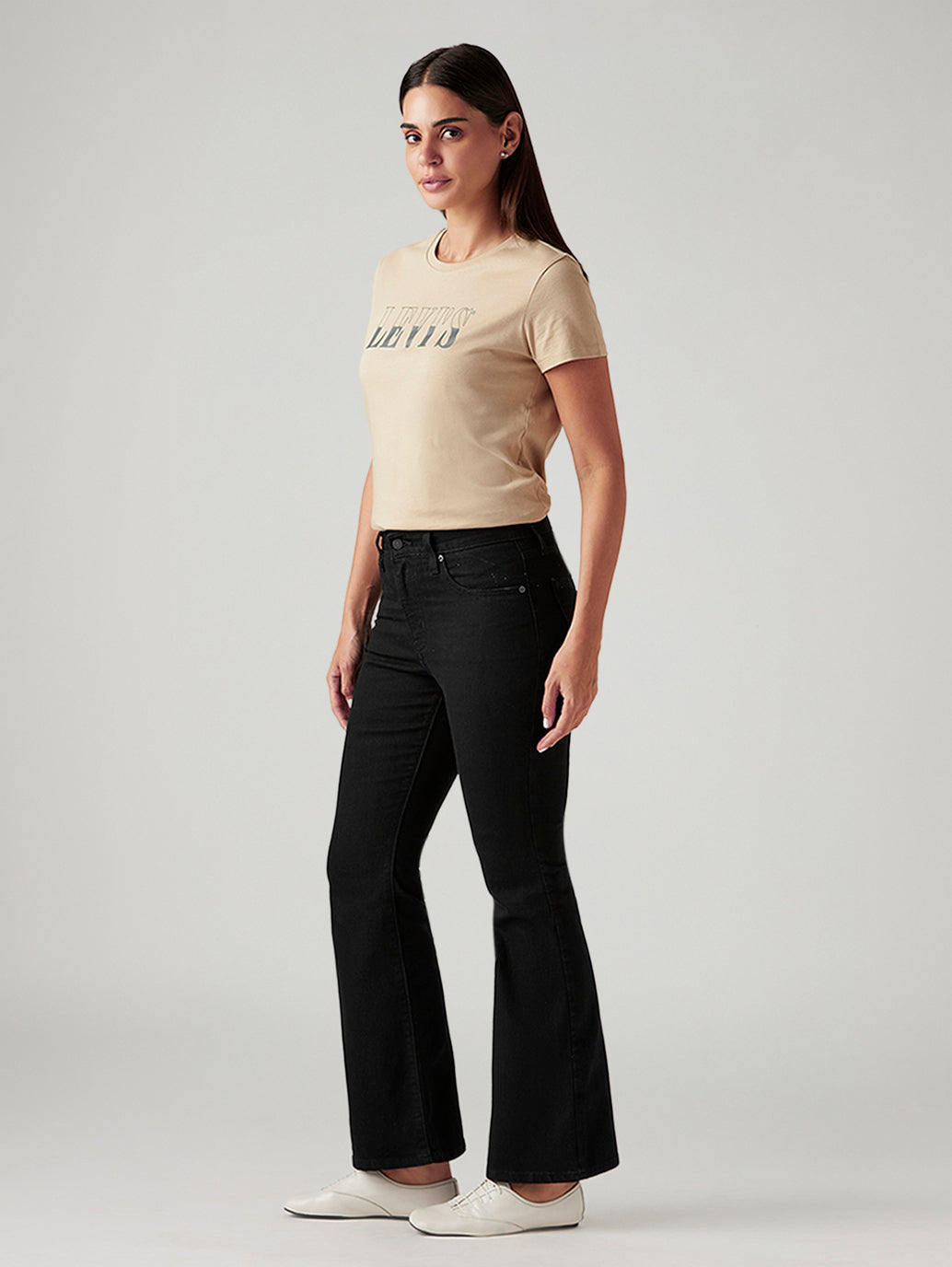 Women's 726 Black Flared Fit High Rise Jeans - Side View